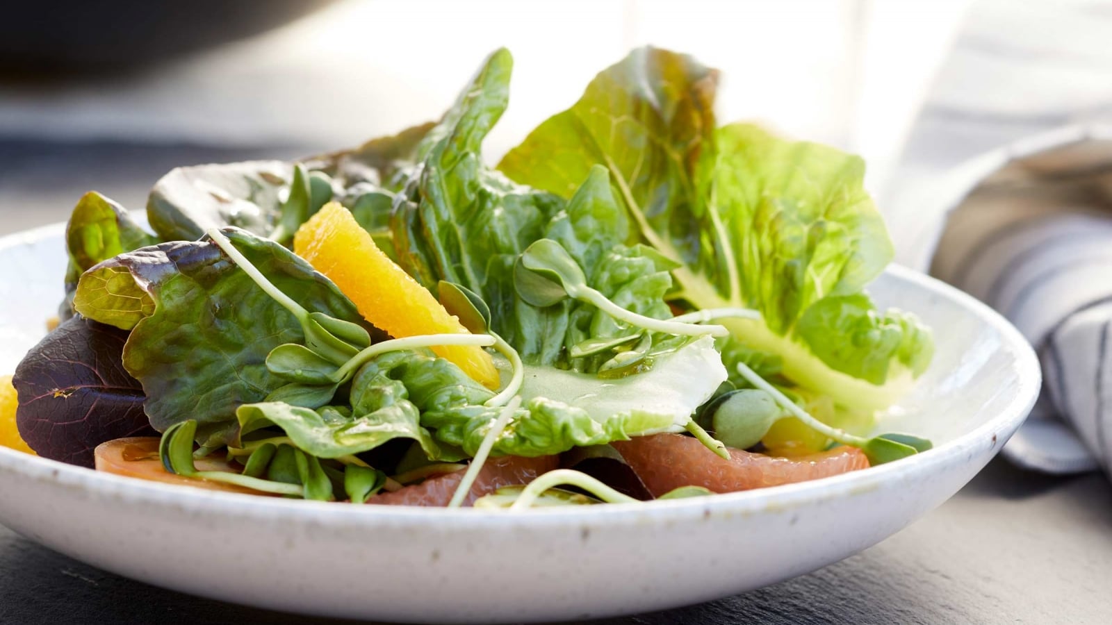 fresh salad with fruits in bowl