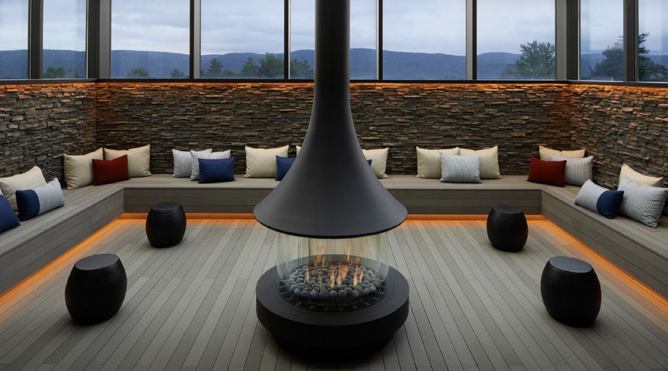 lounge area interior with fire plan