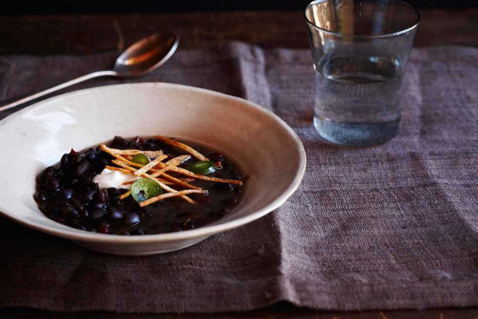 black bean soup in a bowl