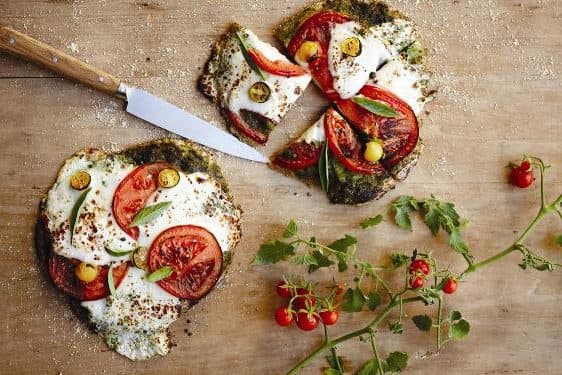 mozzarella and tomato-basil caprese flatbreat