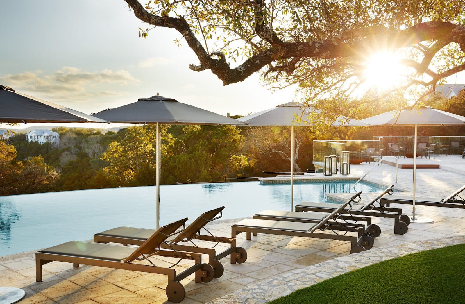 lounge chairs beside pool