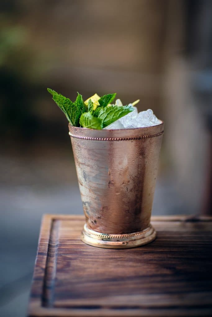 Glas of mint cocktail with ice